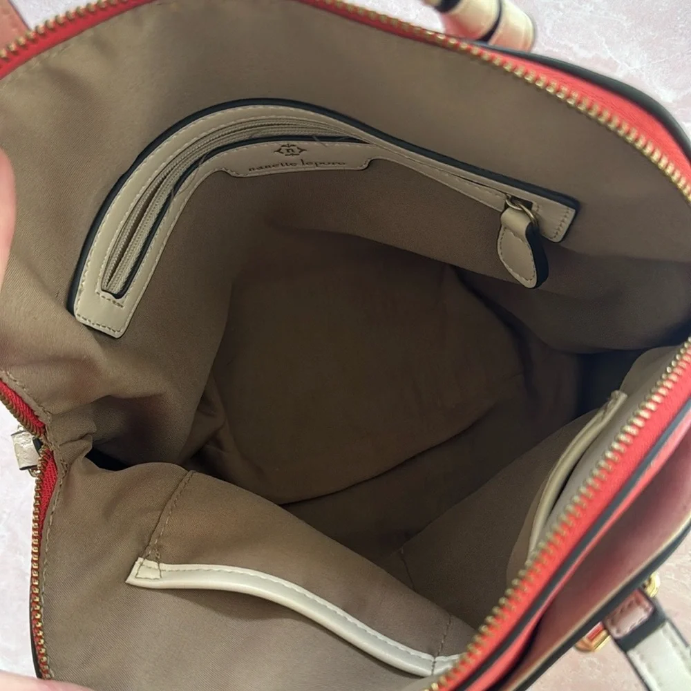 Nanette Lepore Orange and Ivory Satchel Bag